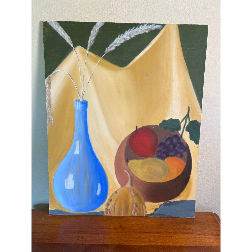 Vintage Mid-Century Still Life Painting on Board